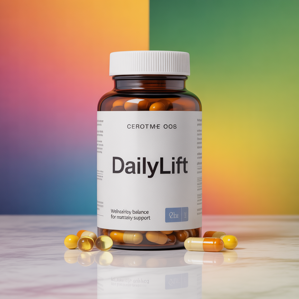 DailyLift dietary supplement bottle with gradient label